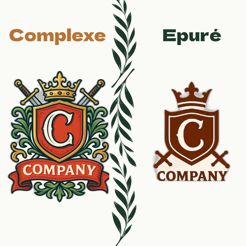 logo complexe (beaucoup de fioritures) versus logo épuré